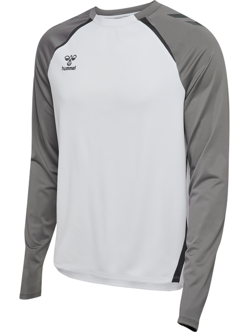 hmlLEAD 2.0 CREW SWEAT, WHITE/STEEL GRAY, packshot