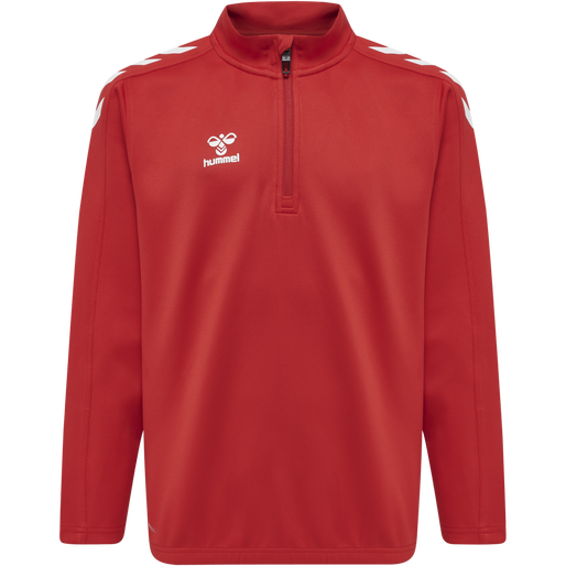 hmlCORE XK HALF ZIP POLY SWEAT KIDS, TRUE RED, packshot