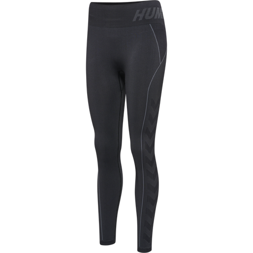 hmlTE CHRISTEL SEAMLESS MW TIGHTS, BLACK/ASPHALT MELANGE, packshot
