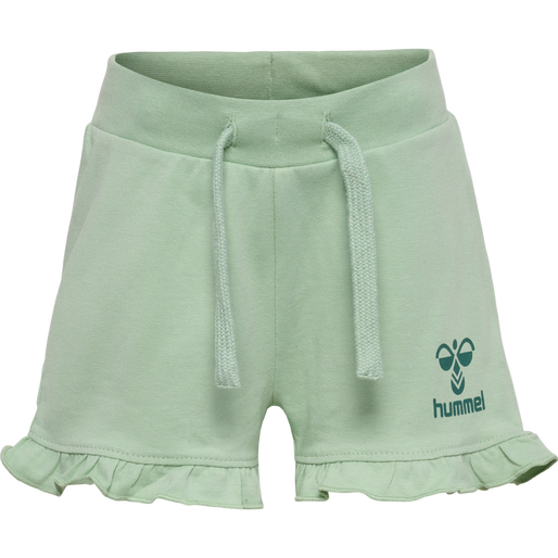 hmlTALYA RUFFLE SHORTS, SILT GREEN, packshot