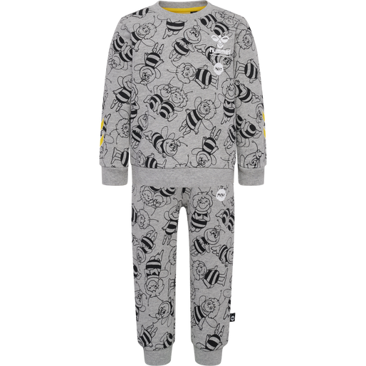 hmlMAYA AOP CREWSUIT, GREY MELANGE hmlMAYA AOP CREWSUIT, GREY MELANGE, packshot