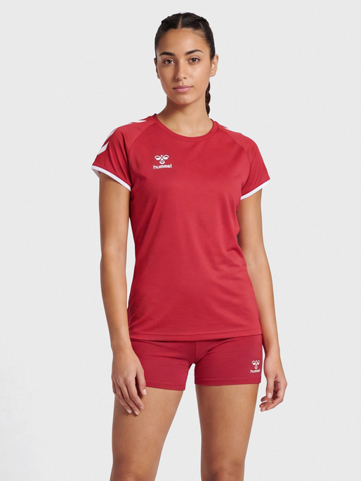 hmlCORE VOLLEY STRETCH TEE WO, TRUE RED, model