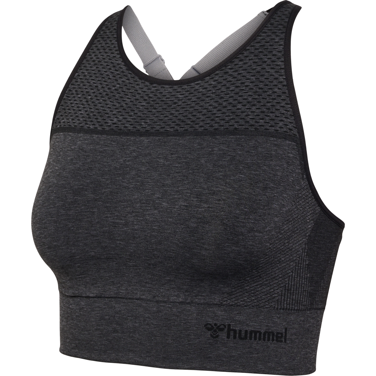 hmlMT HANA 2.0 SEAMLESS SPORTS TOP, BLACK MELANGE, packshot