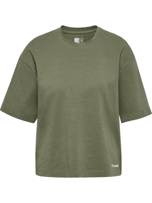hmlMT ULTRA BOXY SHORT T-SHIRT, DEEP LICHEN GREEN MELANGE, packshot
