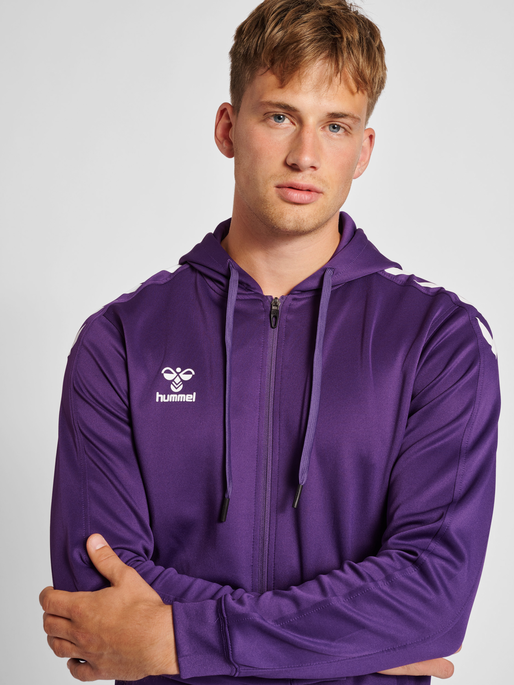 hmlCORE XK POLY ZIP HOOD SWEAT, ACAI, model