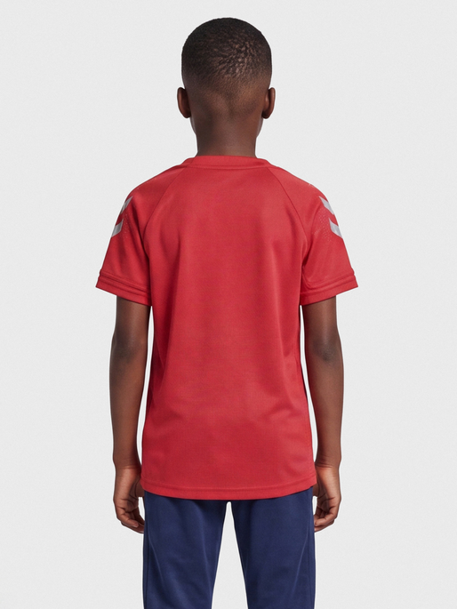 hmlLEAD S/S POLY JERSEY KIDS, TRUE RED, model