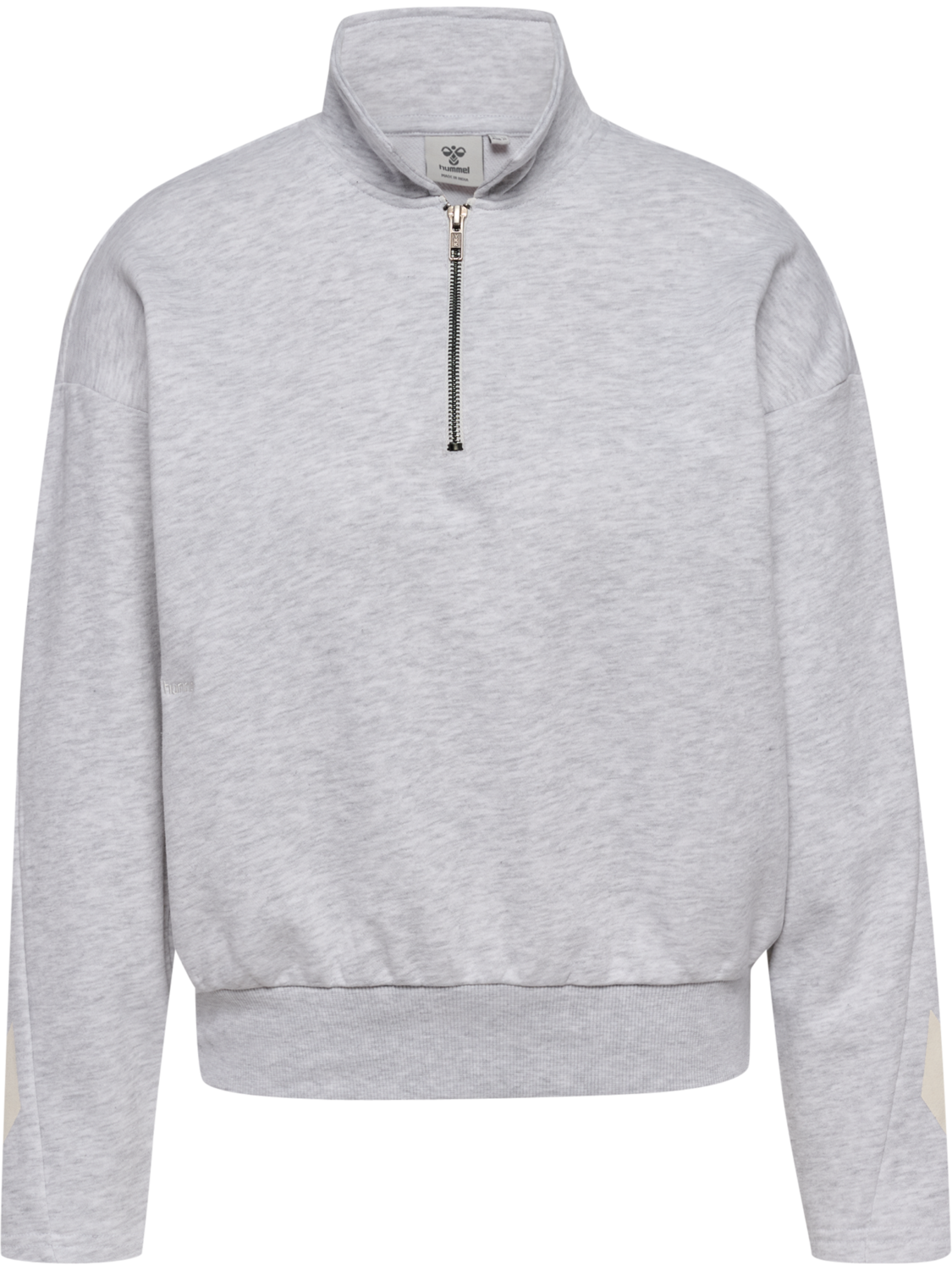 hmlI-D ZIP POLO SWEATSHIRT, LIGHT GREY MELANGE, packshot