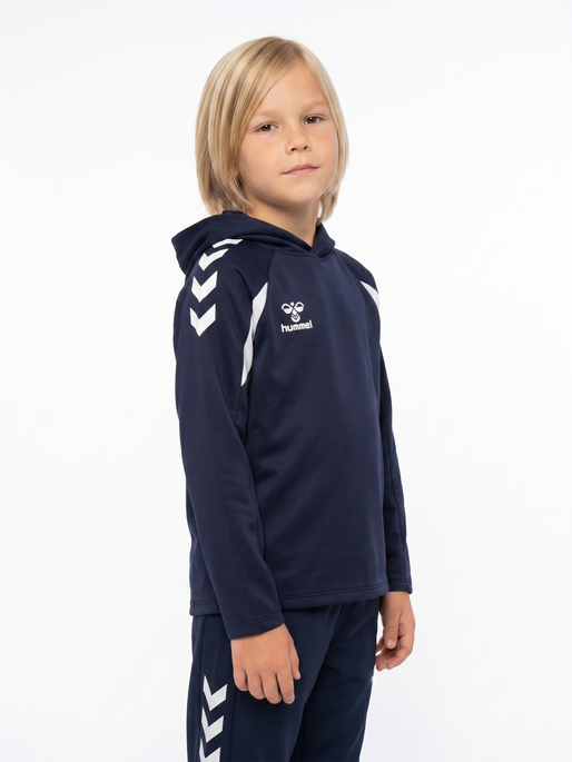 hmlCORE 2.0 HOODIE KIDS, MARINE/WHITE, model