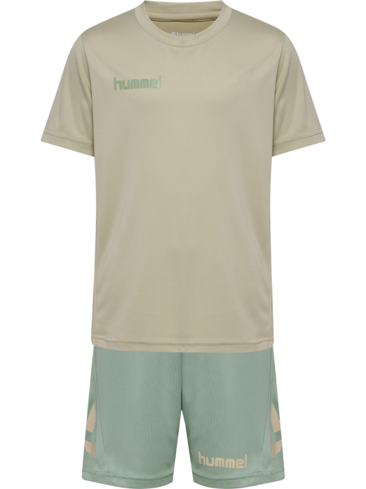 hmlPROMO KIDS DUO SET, ABBEY STONE/ICEBERG GREEN, packshot