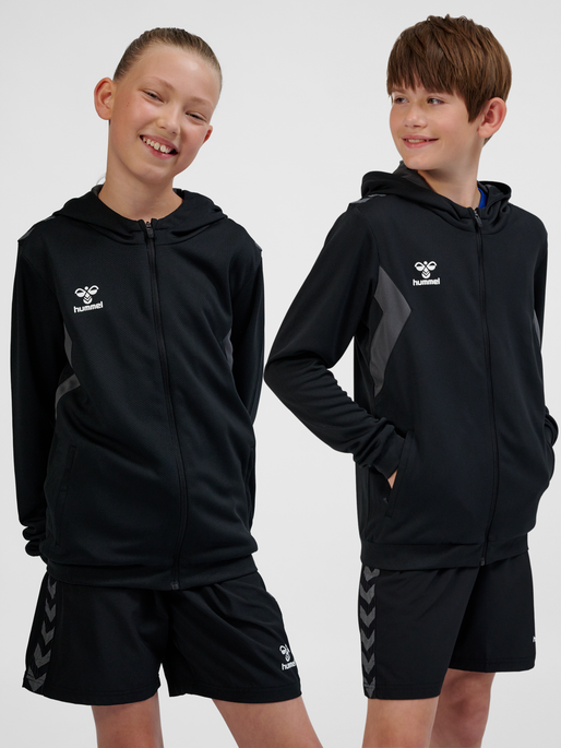 hmlAUTHENTIC PL ZIP HOODIE KIDS, BLACK, model