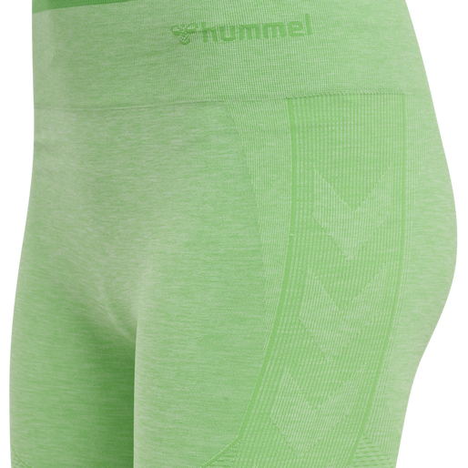 hmlMT UNA SEAMLESS MID WAIST SHORTS, SUMMER GREEN MELANGE, packshot