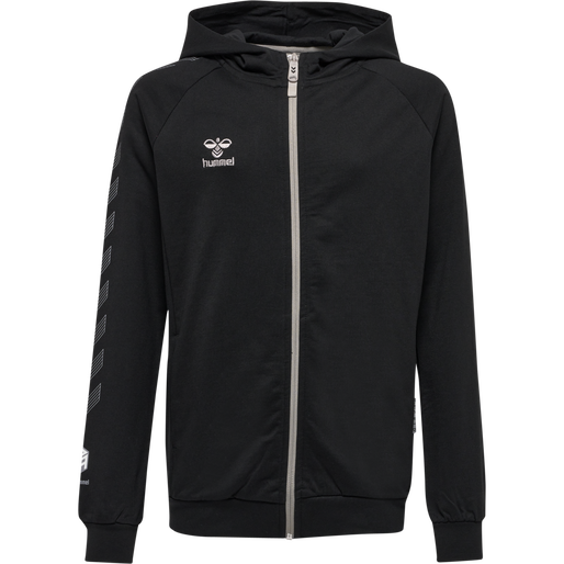 hmlMOVE GRID COTTON ZIP HOODIE KIDS, BLACK hmlMOVE GRID COTTON ZIP HOODIE KIDS, BLACK, packshot
