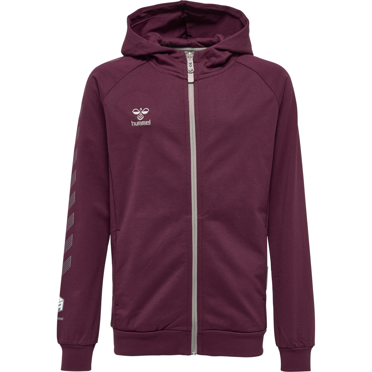 hmlMOVE GRID COTTON ZIP HOODIE KIDS, GRAPE WINE, packshot