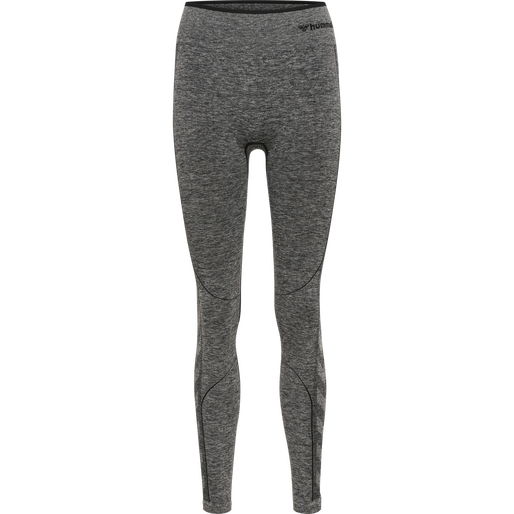 hmlMT UNA SEAMLESS MID WAIST TIGHTS, BLACK MELANGE, packshot