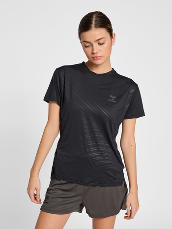 hmlONGRID POLY TEE S/S WO, JET BLACK, model