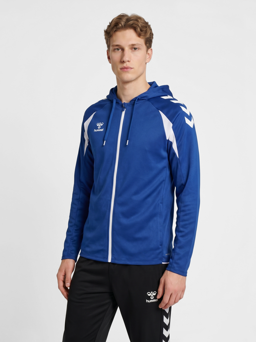 hmlCORE 2.0 ZIP HOODIE, TRUE BLUE/WHITE, model