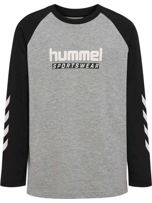 hmlJR LOGO T-SHIRT L/S, GREY MELANGE, packshot