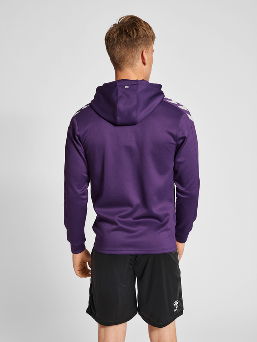 hmlCORE XK POLY ZIP HOOD SWEAT, ACAI, model