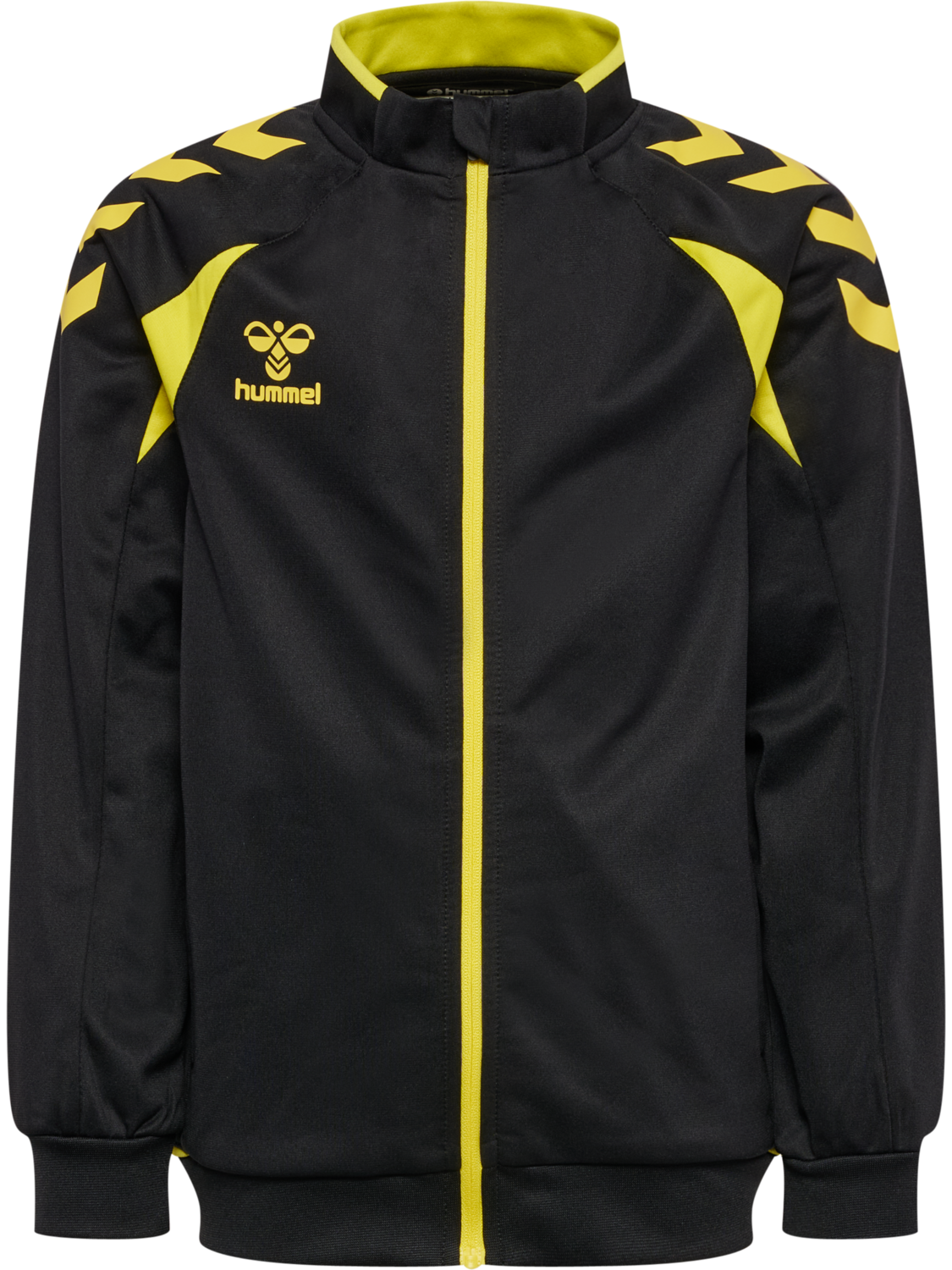hmlCORE 2.0 TRACK ZIP JACKET KIDS, BLACK/BLAZING YELLOW, packshot