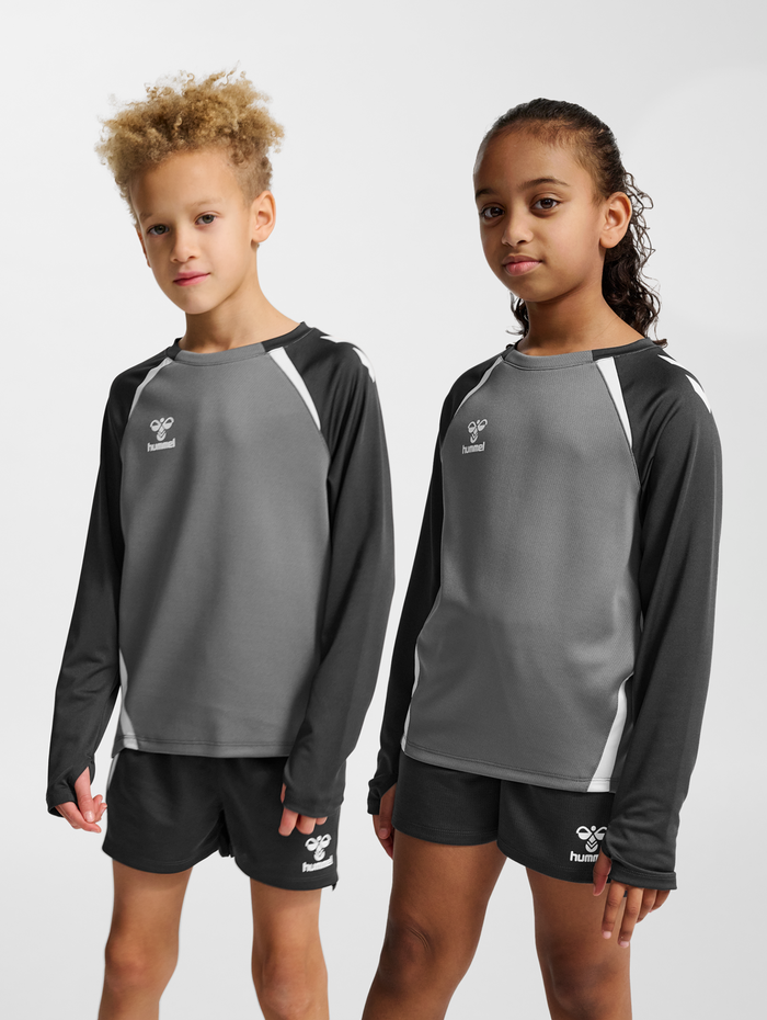 hmlLEAD 2.0 CREW SWEAT KIDS, STEEL GRAY/ASPHALT, model
