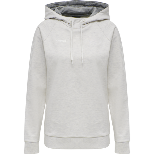 HMLGO COTTON HOODIE WOMAN, EGRET MELANGE HMLGO COTTON HOODIE WOMAN, EGRET MELANGE, packshot