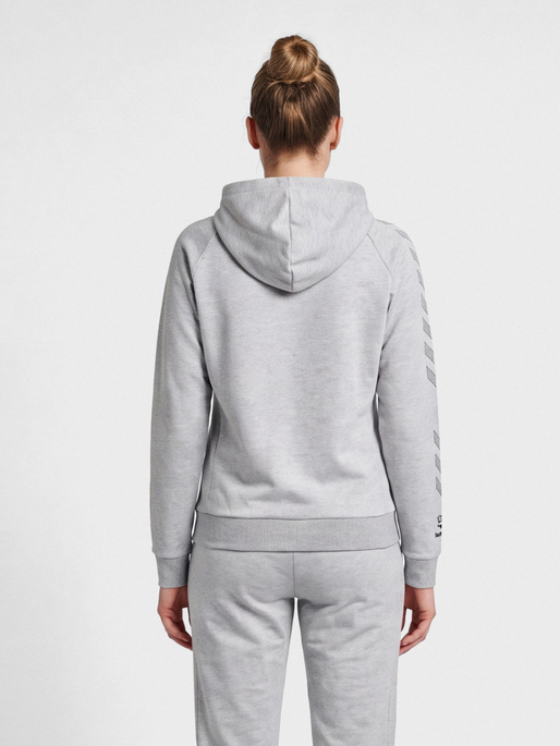 hmlMOVE GRID COTTON HOODIE WOMAN, GREY MELANGE, model