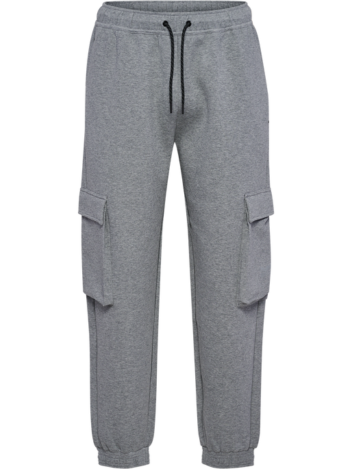 hmlTECH FLEECE LOOSE CARGO PANTS, GREY MELANGE, packshot