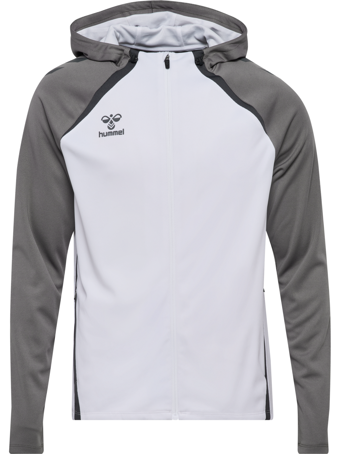 hmlLEAD 2.0 ZIP HOODIE, WHITE/STEEL GRAY, packshot