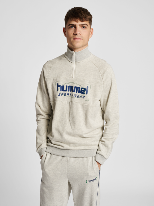 hmlLGC RON HALFZIP SWEATSHIRT, TOFU MELANGE, model