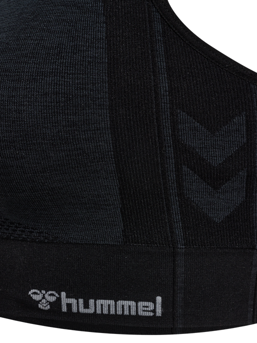 hmlMT SHINE SEAMLESS SPORTS BRA, BLACK MELANGE, packshot