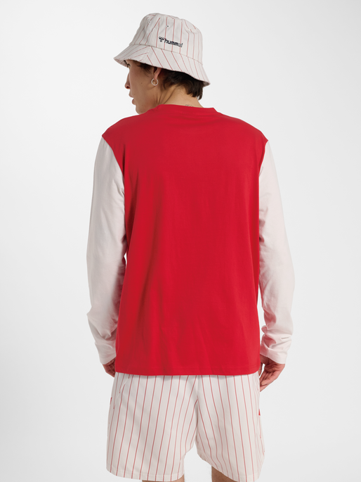 DBU 26 FAN RED-WHITE TEE LS, TANGO RED/WHITE, model