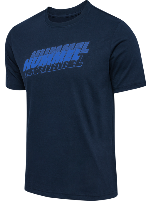hmlGRAPHIC TRIPLE LOGO COTTON TEE, DRESS BLUES, packshot