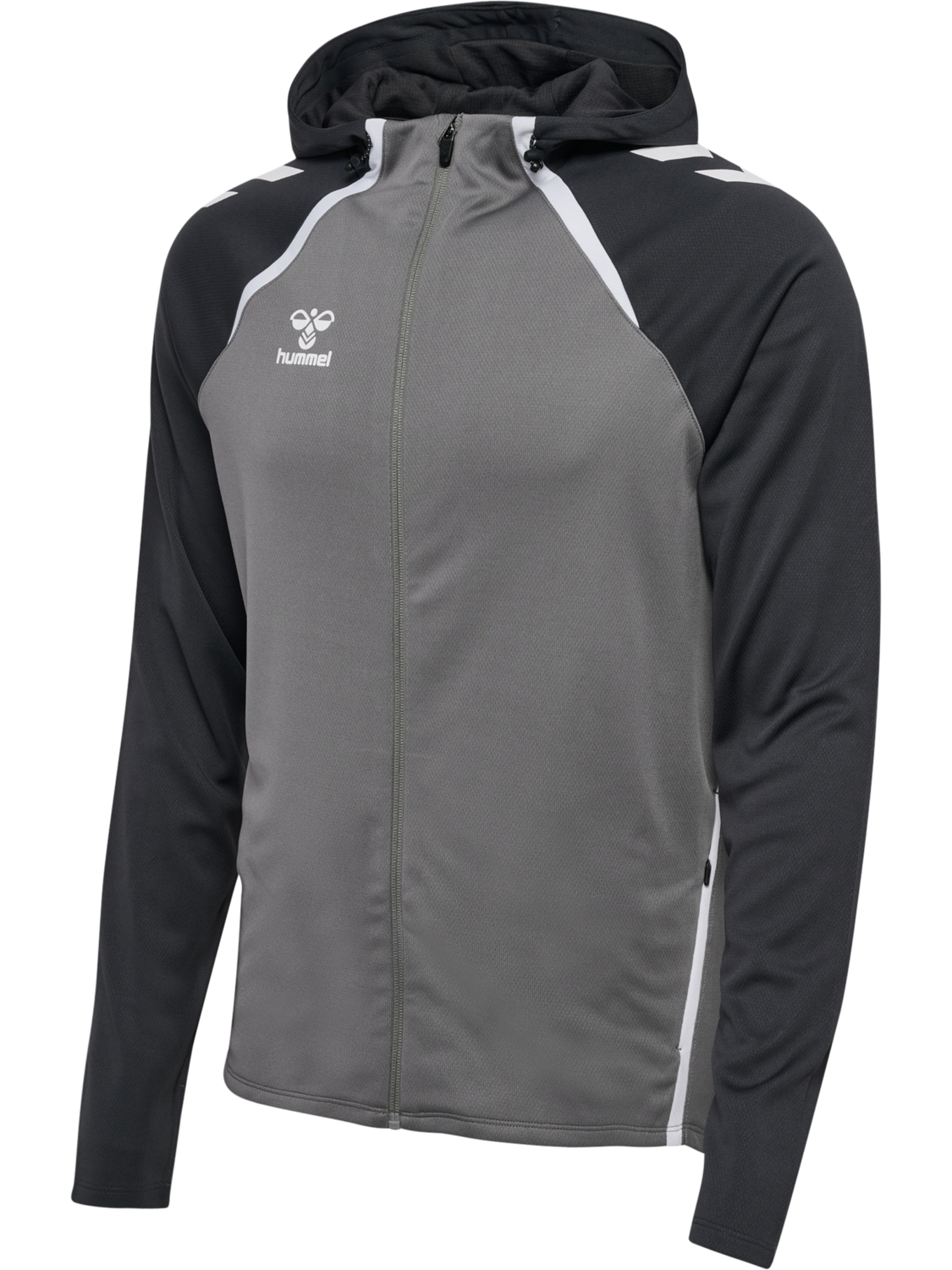 hmlLEAD 2.0 ZIP HOODIE, STEEL GRAY/ASPHALT, packshot