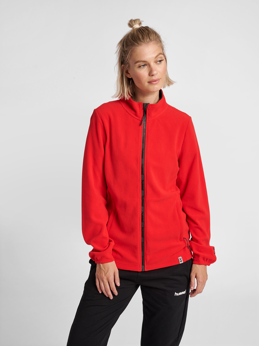 hmlNORTH FULL ZIP FLEECE JACKET WOMAN, TRUE RED, model