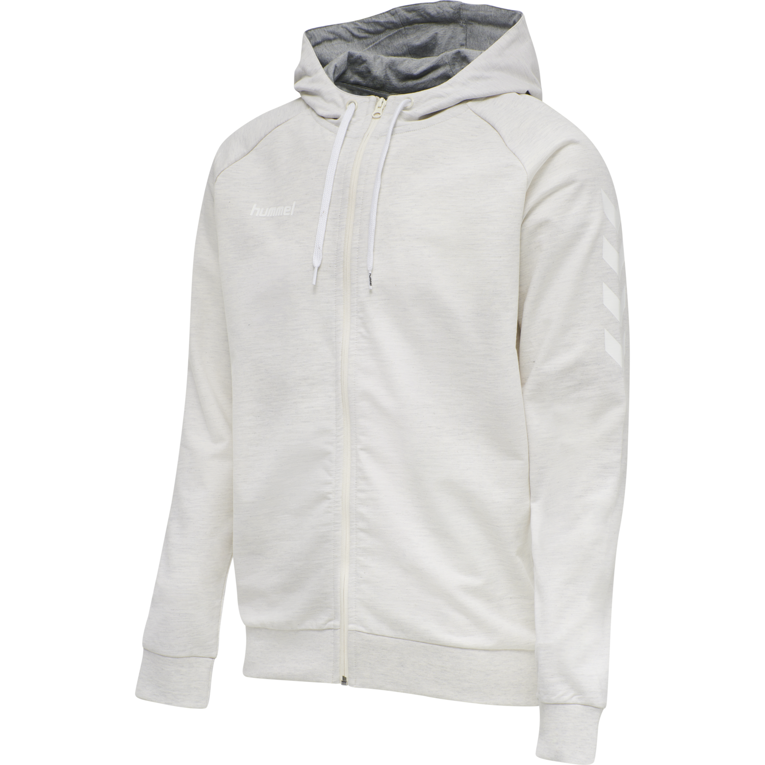 HMLGO COTTON ZIP HOODIE, EGRET MELANGE, packshot