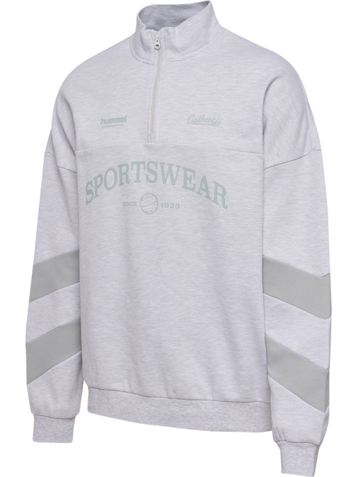 hmlOVERSIZED HALFZIP SW, LIGHT GREY MELANGE, packshot