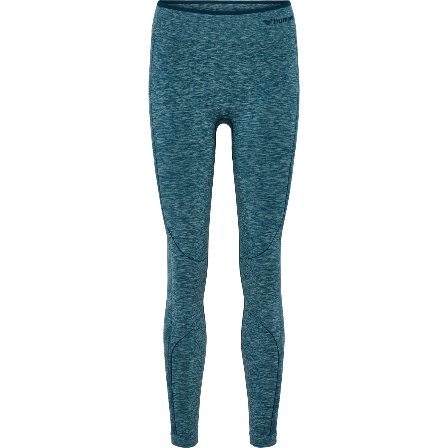 hmlMT UNA SEAMLESS MID WAIST TIGHTS, DEEP TEAL MELANGE, packshot