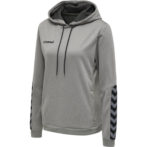 hmlAUTHENTIC POLY HOODIE WOMAN, GREY MELANGE, packshot