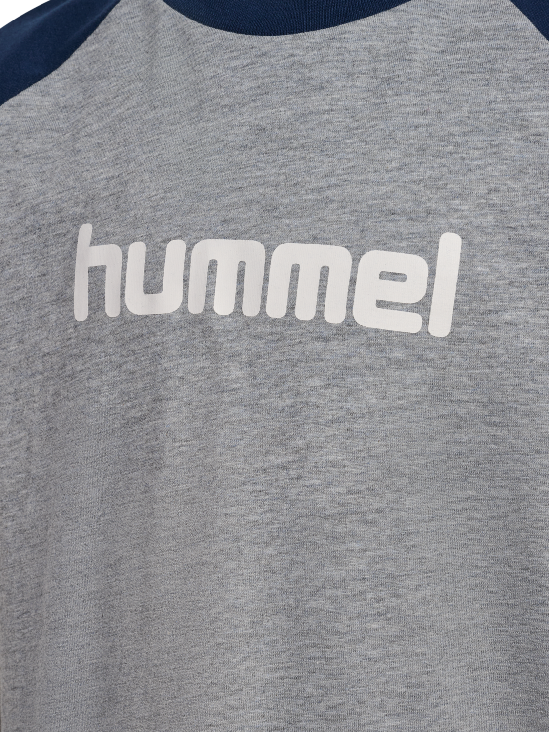 hmlJR LOGO T-SHIRT S/S, GREY MELANGE/DRESS BLUES, packshot