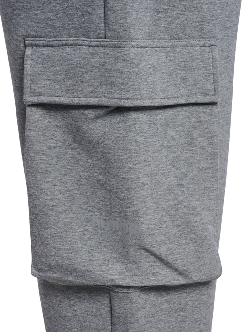hmlTECH FLEECE LOOSE CARGO PANTS, GREY MELANGE, packshot