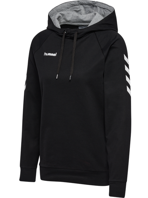 HMLGO COTTON HOODIE WOMAN, BLACK HMLGO COTTON HOODIE WOMAN, BLACK, packshot