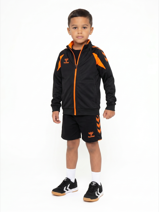 hmlCORE 2.0 TRACK ZIP JACKET KIDS, BLACK/ORANGE TIGER, model