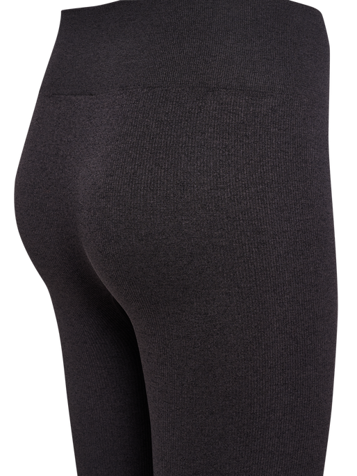 hmlYOGA SEAMLESS RIB MW TIGHTS, BLACK MELANGE, packshot