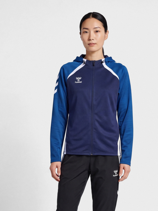hmlLEAD 2.0 ZIP HOODIE WOMAN, MARINE/TRUE BLUE, model