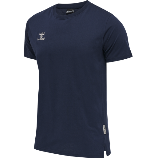 hmlMOVE GRID COTTON T-SHIRT S/S, MARINE, packshot