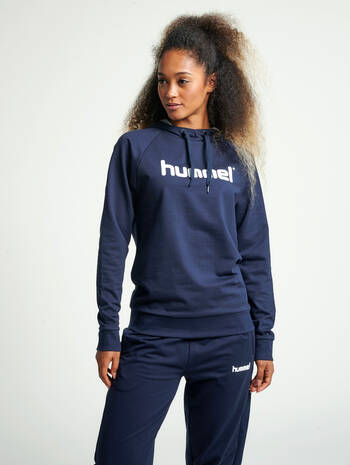 HMLGO COTTON LOGO HOODIE WOMAN, MARINE, model