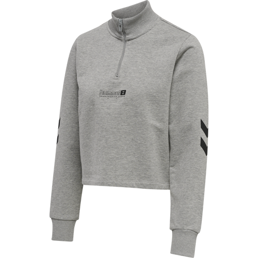 hmlLGC NIKKA CROPPED HALFZIP, GREY MELANGE, packshot