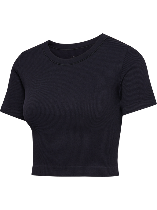hmlPULSE SEAMLESS RIB W T-SHIRT S/S, BLACK, packshot