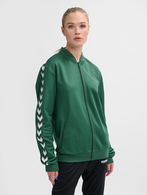 hmlARCHIVE REGULAR POLY ZIP JACKET, DARK GREEN, model