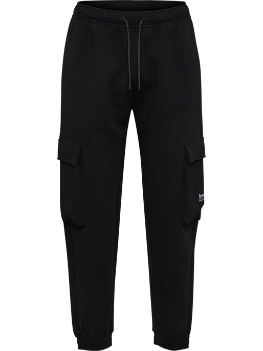 hmlTECH FLEECE LOOSE CARGO PANTS, BLACK, packshot